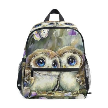 Imagem de GAIGEO Floral Painting Owls Small School Backpack, 10x4x12 In, Little Girls Backpack Includes Water Bottle Pockets, Whistle Clip for Safety