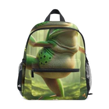 Imagem de GAIGEO Funny Frog Yoga Animal Backpack for Toddler, 10x4x12 In, Girls Backpack Includes Water Bottle Pockets, Whistle Clip for Safety
