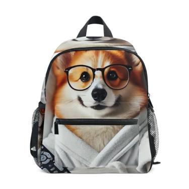 Imagem de GAIGEO Corgi Dog Cute Pet Toddler Backpack Boy Toddler Backpack with Front Pocket, Safety Whistle for Ages 3-8