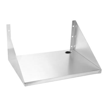 Imagem de KUGEIGO Prateleira de micro-ondas de aço inoxidável com protetores laterais – suporte flutuante resistente para montagem na parede, suporte de carga e armazenamento para economia de espaço para