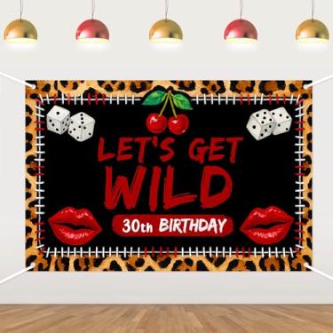 Imagem de Pano de fundo de aniversário de 30 anos com tema de leopardo - Faixa de vinil de 1,5 x 0,9 m para decoração de festa de 30 anos, adereços de cabine de fotos