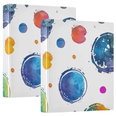 Imagem de Fichário A4 de bolinhas circulares em aquarela, fichário espaçoso de 3 anéis de 3 cm para receitas, ideal para escritório, escola, casa