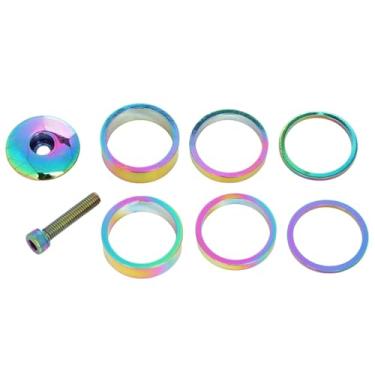 Imagem de Mesa de guidão MTB 35mm 50mm CNC colorida para bicicleta, abraçadeira de guidão 31,8/35mm, ultraleve, em alumínio.(Rainbow cap kit)