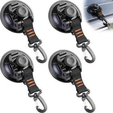 Imagem de Âncora de ventosa resistente Redcamp com gancho de fixação para amarrar, acessório de alça de acampamento como assento lateral de carro, 2 peças, Black - 4 Pieces