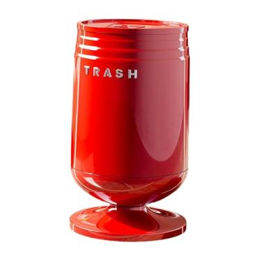 Imagem de WeiLaiKeQi Lixeira portátil nórdica com tampa, prática e conveniente, ideal para apartamentos, escritórios e dormitórios, Vermelho, L