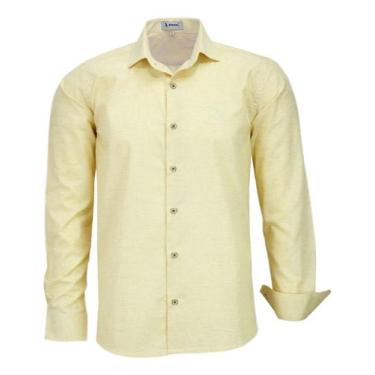 Imagem de Camisa Social Amil Ml Comfort Linho/viscose Passa Fácil 1809, Amarelo,