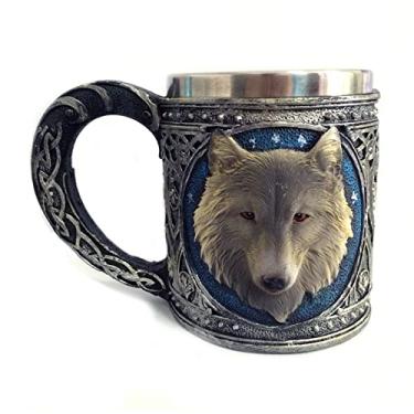 Imagem de Caneca de Cerveja Wolf 450ml Copo Bebida Aço Inoxidável para Escritório Lar Restaurante Presente Halloween