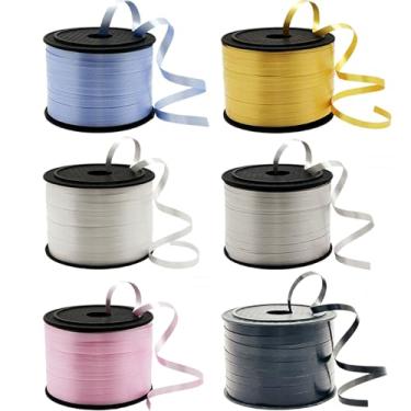 Imagem de Fita decorativa encaracolada para embrulho de presente, decoração de balão de festa (ouro, prata, preto, branco, azul, rosa)