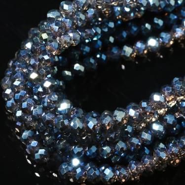 Imagem de 5 fios 4 mm transparente AB cor azul contas de Rondelle facetadas, contas de vidro Songxi para fabricação de chaveiros, colar, brinco, joias para pedra preciosa DIY artesanato suprimentos