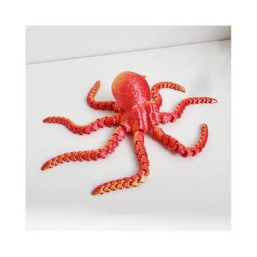 Imagem de Estatueta colecionável de polvo vermelho gradiente impresso em 3D para decoração de mesa executiva de escritório doméstico