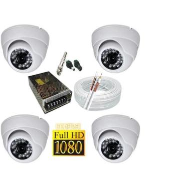Imagem de Kit Cftv 4 Câmeras Segurança 1080 Full Hd Dome Infra vermelho alta Res