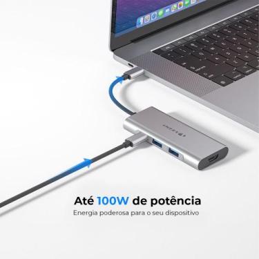 Imagem de Adaptador Hub 7 Em 1 Com Usb 3.0 5 Gbps Usb-c Hdmi Cartão Sd Micro Not