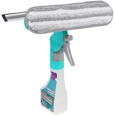 Imagem de Rodo Limpa Vidros 3 em 1 com Spray Multifuncional, Reservatório 250ml, Pano Microfibra, Sistema de Limpeza para Vidros e Espelhos
