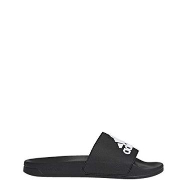 Imagem de adidas Sandália masculina Adilette para chuveiro, Núcleo preto/calçado branco/núcleo preto, 8 Women/7 Men