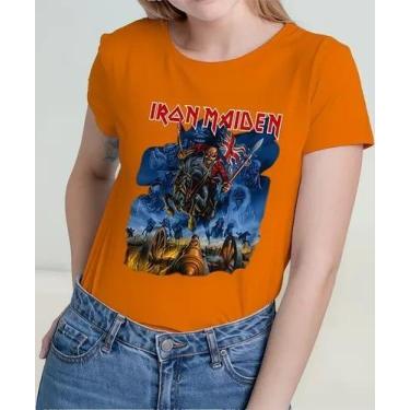 Imagem de Camisa Camiseta Adulto Masculina Feminina Algodão Banda de Rock Iron M