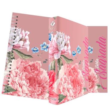 Imagem de Kit Rosa Florida - Planner + Bíblia Capa Dura NVT + Marca Página