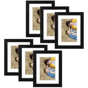 Imagem de Golden State Art, Porta-retrato 15 x 20 cm, pacote com 6 fotos foscas para 10 x 15 cm, com acrílico, conjunto de molduras para galeria - suporte de parede ou exibição de mesa (preto, pacote com 6)