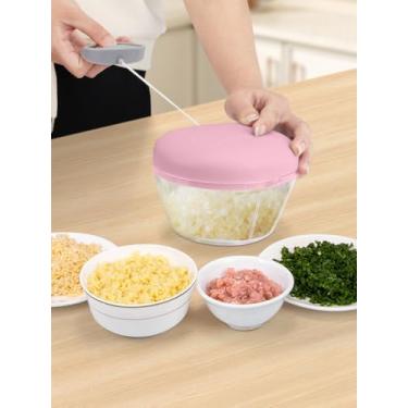 Imagem de Processador manual de alimentos, picador portátil de 500 ml – Corta rapidamente legumes, alho, cebola, gengibre, frutas, nozes e ervas, sem necessidade de eletricidade - rosa