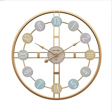 Imagem de Relógio de parede vintage relógio de parede algarismos arábicos romanos relógio redondo sala de estar quarto relógio decorativo mudo pastoral