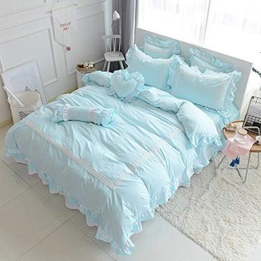 Imagem de Conjunto de capa de edredom para crianças, meninas, lençol e saia para cama, fronha 2 8 peças (3 Queen Size 4 peças)