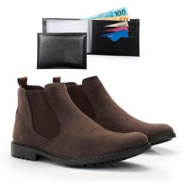 Imagem de Bota Masculina Chelsea Tratorada Moderna + Carteira Kit-Masculino