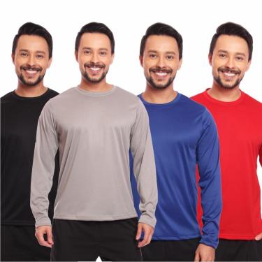 Imagem de Kit 4 Camisas Segunda Pele Proteção Solar Uv Térmica Corrida Bike-Masculino