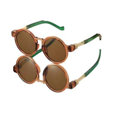 Imagem de Óculos De Sol Retrô Pequenos Com Armação Redonda Para Viagens, Festas 