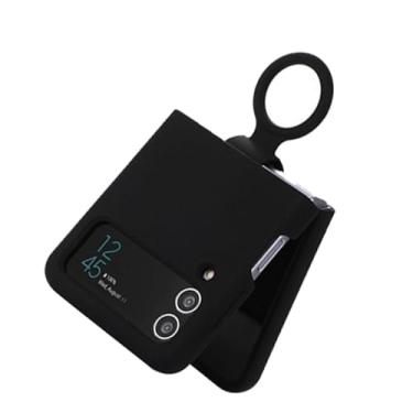 Imagem de Jiawu Slim Fit Capa de Telefone à Prova de Choque para Z Flip 3 5G 2021 Modelo Anti Arranhões Capa de Telefone de Carregamento Sem Fio (Preto)