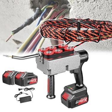 Imagem de KKSOUFX Passador De Fios EléTricos Para Paredes, Velocidade De 40 M/Min, MáQuina De Passagem De Fios Com Motor Sem Escovas E Bateria De LíTio, TraçãO De 6 Rodas, Fio Guia De 15m/30m
