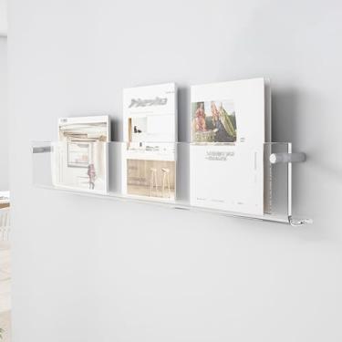 Imagem de Suporte de revistas de acrílico transparente montado na parede - suporte de brochura e organizador de arquivos, classificador de correspondência para decoração de escritório doméstico - 89,9 cm de