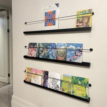 Imagem de Conjunto de 3 suportes de revistas de parede de 3 camadas, organizador de armazenamento de literatura que economiza espaço, suporte de exibição de folheto de escritório elegante para área de recepção