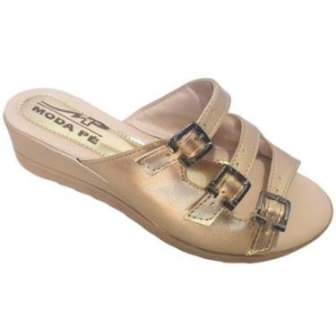 Imagem de Sandália Feminina Anabela Tamanco Super Conforto Fivelas Reguláveis Moda Pé-Feminino