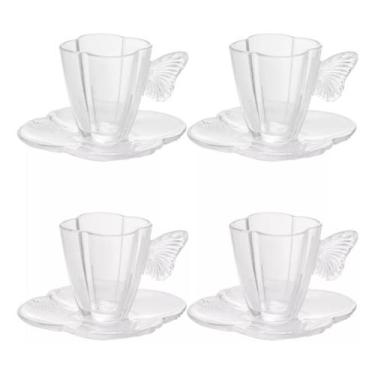 Imagem de Jogo Xícara Café Vidro Borboletas 80ml Wolff 4pç Promoção - ROJEMAC IM