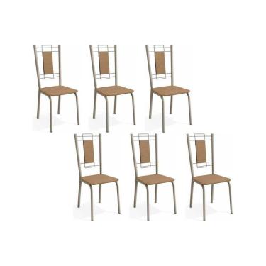 Imagem de Kit 6 Cadeiras De Cozinha Florença C005 6 Un Niquel - Courano Capuccino - Kappesberg