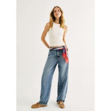 Imagem de Calça Jeans Feminina Barrel Cintura Média-Feminino