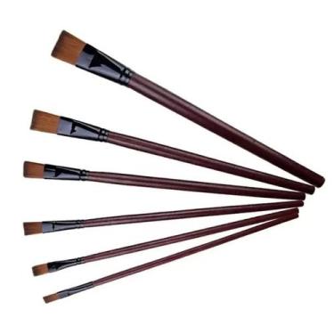 Imagem de Conjunto Profissional De 6 Pincéis De Nylon Para Pintura Em Acrílico, 