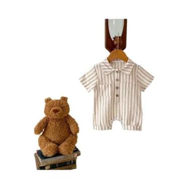 Imagem de Macacão De Verão Para Bebês Meninos Recém-Nascidos Com Mangas Curtas E