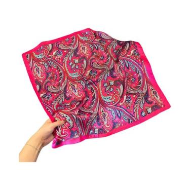 Imagem de Lenço Quadrado De Cetim Macio Com Estampa Paisley Houndstooth De Luxo 