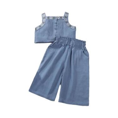 Imagem de Conjunto Casual De Verão Para Meninas 2 Peças Com Bordado, Camisetas E