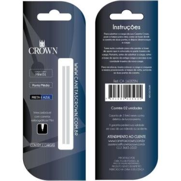 Imagem de Carga para Caneta Esferográfica D1 Mini Azul e Preto - Crown