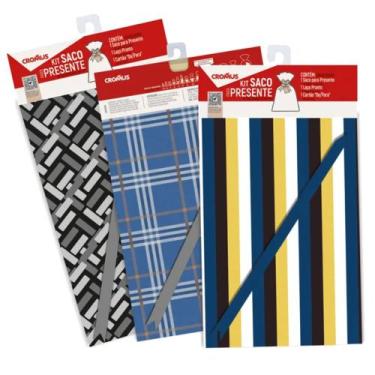 Imagem de Kit Saco de Presente 35x54cm Masculino Sortido 1 Unidade - 350210 - CR
