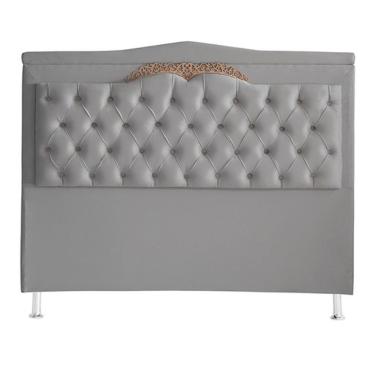 Imagem de Cabeceira para Cama Box Madri Casal King Suede Capitonê 195x131x10cm Prata Do Lar Móvei...