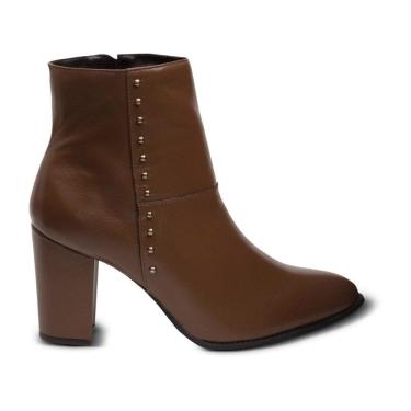 Imagem de Bota Coturno Feminina Couro Salto Médio Confortável Dia Dia 