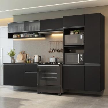 Imagem de Armário de Cozinha Completa 300 cm Suspenso Preto Nice Madesa 06