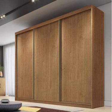Imagem de Guarda Roupa Casal Ambiente Londres 3 Portas 4 Gavetas Cumaru 23 com Nicho – Novo Horizonte