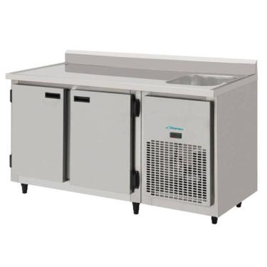 Imagem de Balcão Refrigerado De Inox 1,50mts 2 Portas Com Pia Direito 115KBSP150DP Kofisa