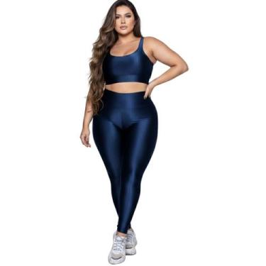 Imagem de Conjunto Fitness Plus Size Top e Calça New Zig 3D Vekyo Alta Compressã