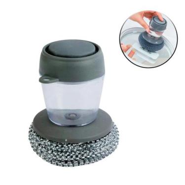 Imagem de Escova De Aço Limpeza Com Recipiente Detergente Lava Louça - Clink