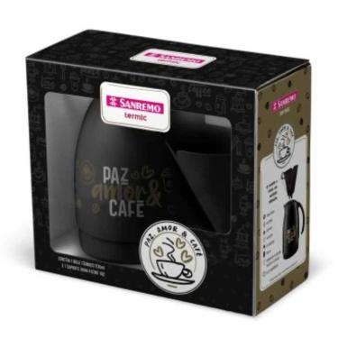 Imagem de Garrafa Térmica com Suporte para Filtro de Café Conjunto de Bule 700ml Alça Ergonômica Anti Pingo para Dia a Dia Sanremo