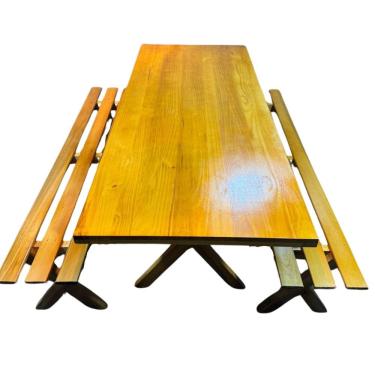 Imagem de Conjunto Mesa para Jardim com 2 Bancos Kit Churrasco Yescasa Mel